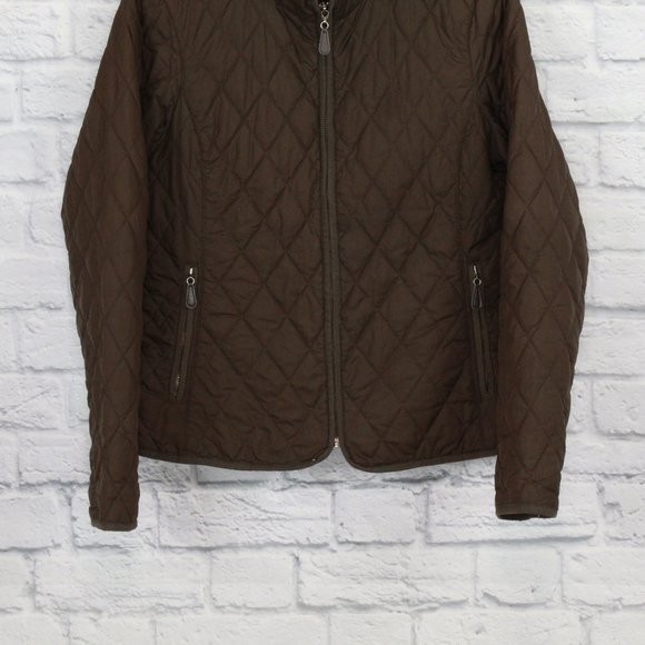 Eddie Bauer Brown Quilted Barn Style Mock Neck Jacket Coat Size S - Picture 3 of 8